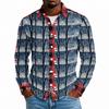 Men's Casual Long Sleeve Shirt with Christmas Print for Holiday Party and Fall