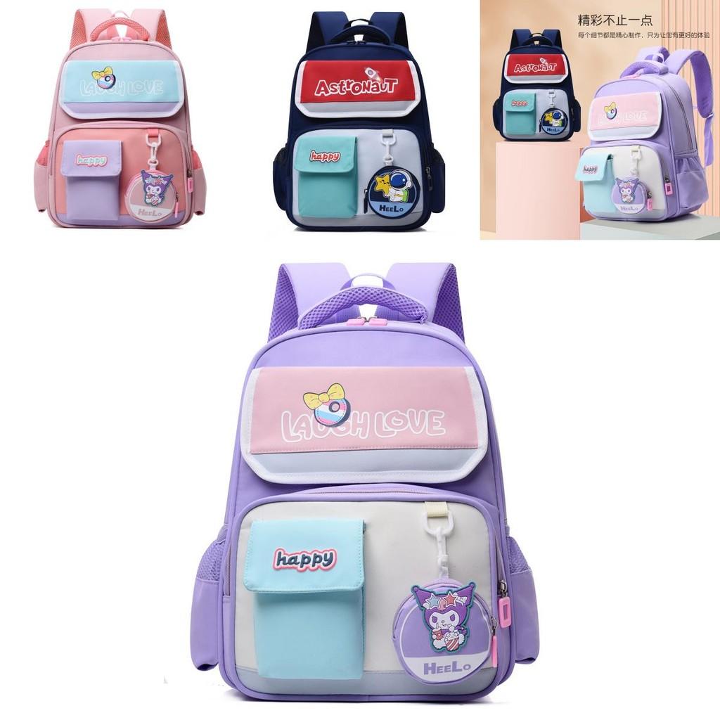 Large Capacity Cute Cartoon School Backpack For Kids In Light Pink And Dark Pink Color Collection