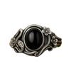 Eco-Friendly Retro Snake Alloy Ring with Black Gemstone and Flower Details for Women