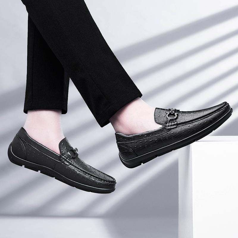 Pánské kožené boty Four Seasons Retro v anglickém stylu s krokodýlím vzorem, módní boty pro řidiče, pánské ležérní mokasíny
