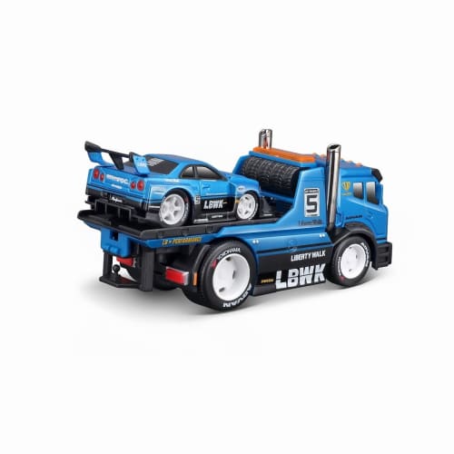 Maisto Muscle Machines Series 1/64 JDM Liberty Walk Flatbed R34 Blue Finished Model MS11546BL
