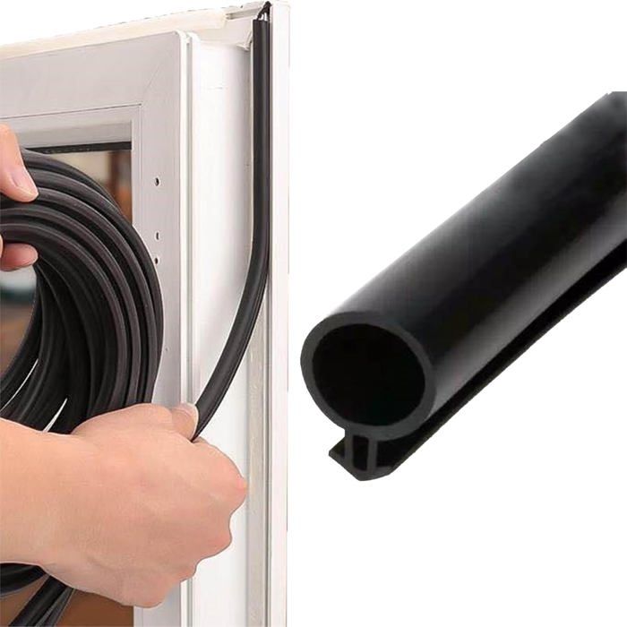 10m Joint Fenêtre Caoutchouc,Type O Caoutchouc Joint de Porte,Convient pour Une Fente Intérieure de 5-7mm(Noir)