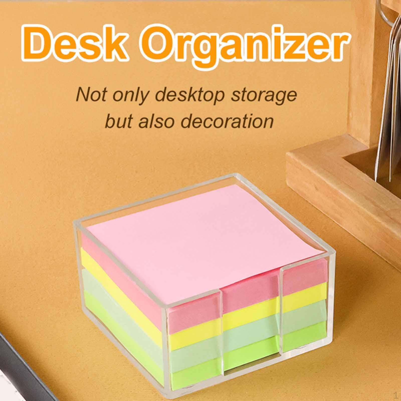 

Acrylic Sticky Notes Holder Self Notepad Transparent Case Desk Organizer for Work