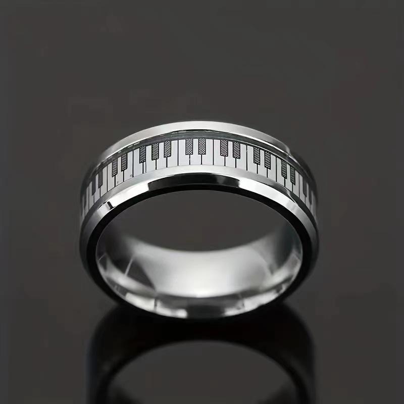 Silver Electronic Keyboard Fashionable Men's Ring