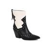 Fashion Brand Rhinestone/Rivet Color Blocking Western Short Boots Autumn Winter New 8cm Thick Heel Black Chelsea Women Boots Size 34-43