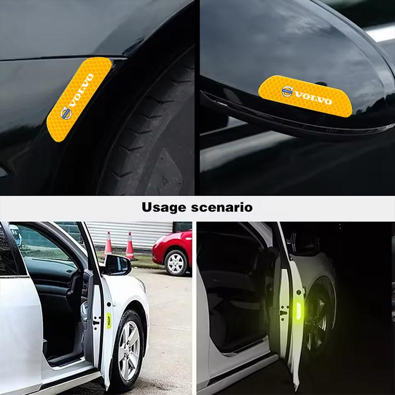 For Volvo 4Pcs Reflective Car Door Sticker Safety Warning Tape Decal For Volvo XC60 XC40 V60 V40 XC90 XC70 V50 S60 V70 S90 AWD V