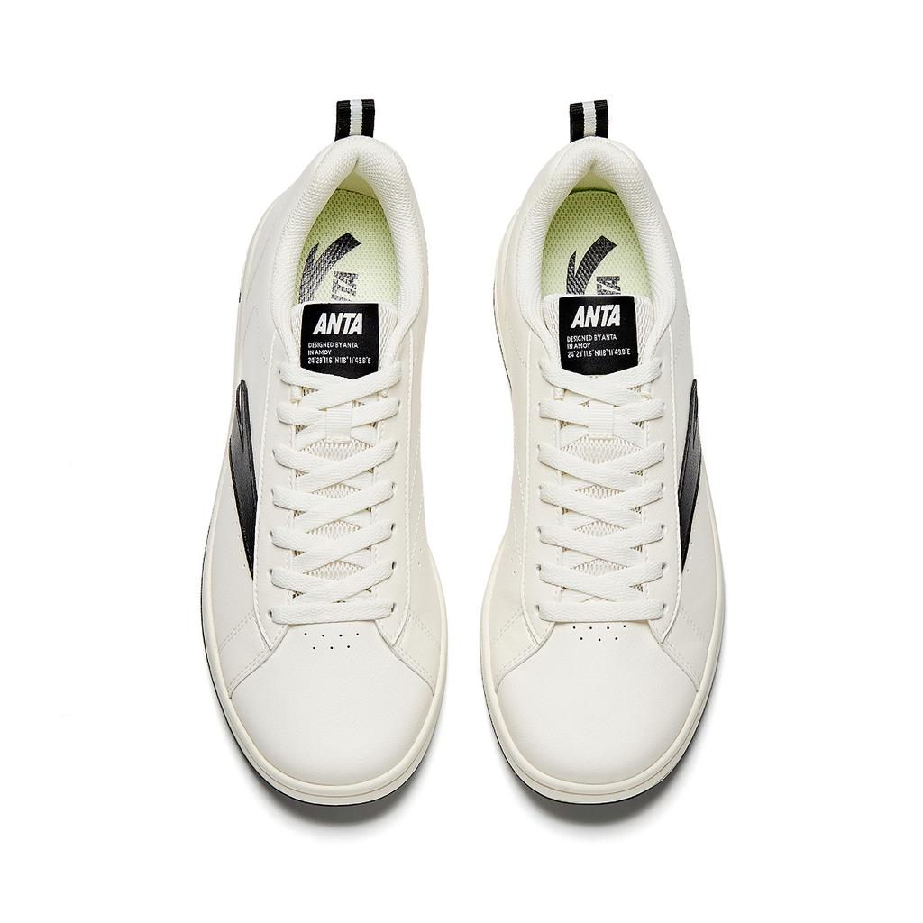 Anta Synthetic Leather Low Top Skateboard Shoes Men's White Black 912548010-3