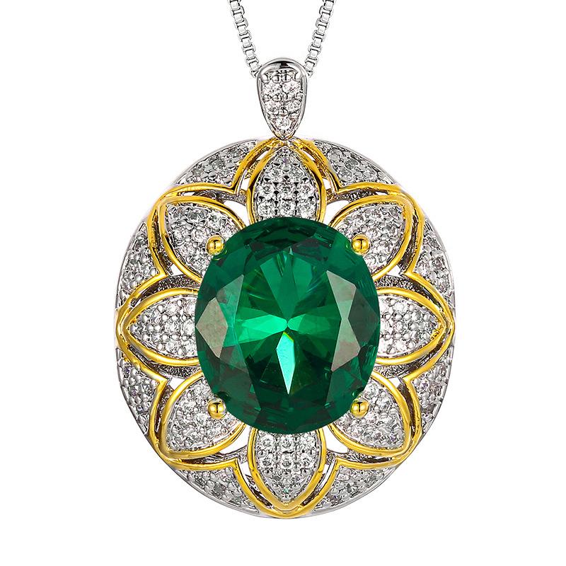 Jewelry Hot Color Treasure Set Ring Necklace Red Blue Emerald Flower Design Women's Luxury