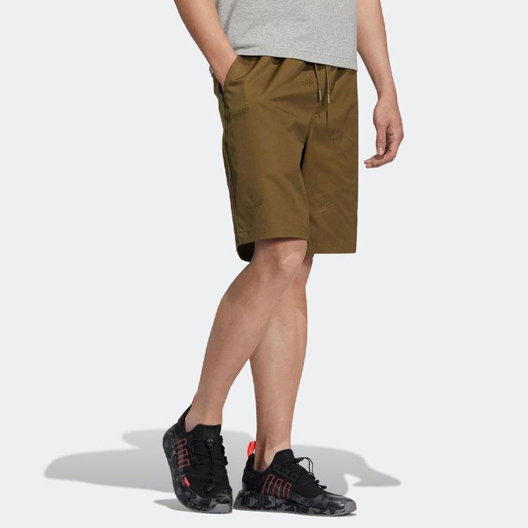 Adidas Originals Solid Color Logo Embroidery Print Straight Casual Shorts Men Bottoms Camel HS1911