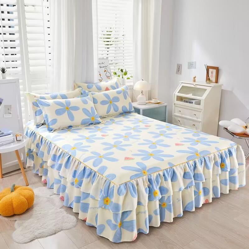 Trykt sengekappe Hudvennlig sengekappe Ett stykke Enkelt Dobbel Sengekappe Tredelt sett Dobbeltlags blondekant Sengekappe Sengekappe