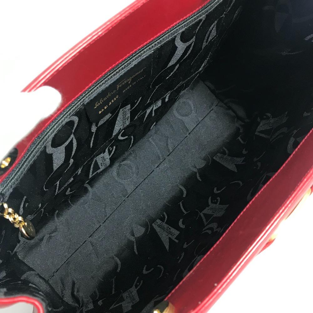 Salvatore Ferragamo Vara logo ribbon Tote Bag Shoulder Bag Leather Red