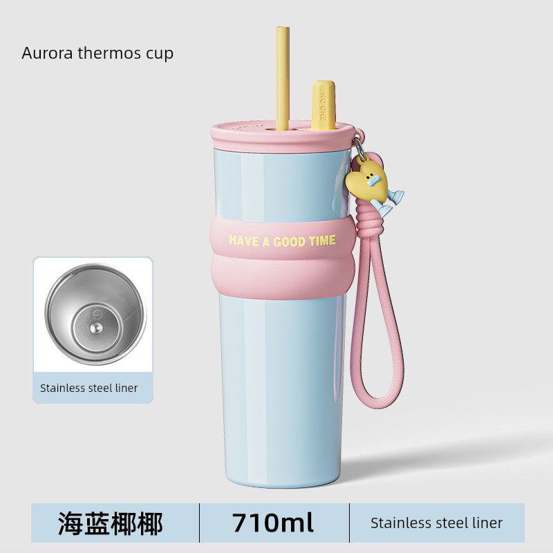 New 316 Stainless Steel Thermos Cup, Simple and Stylish, Large Capacity Thermos Cup with Ceramic Inner Liner, Portable Car Water Cup