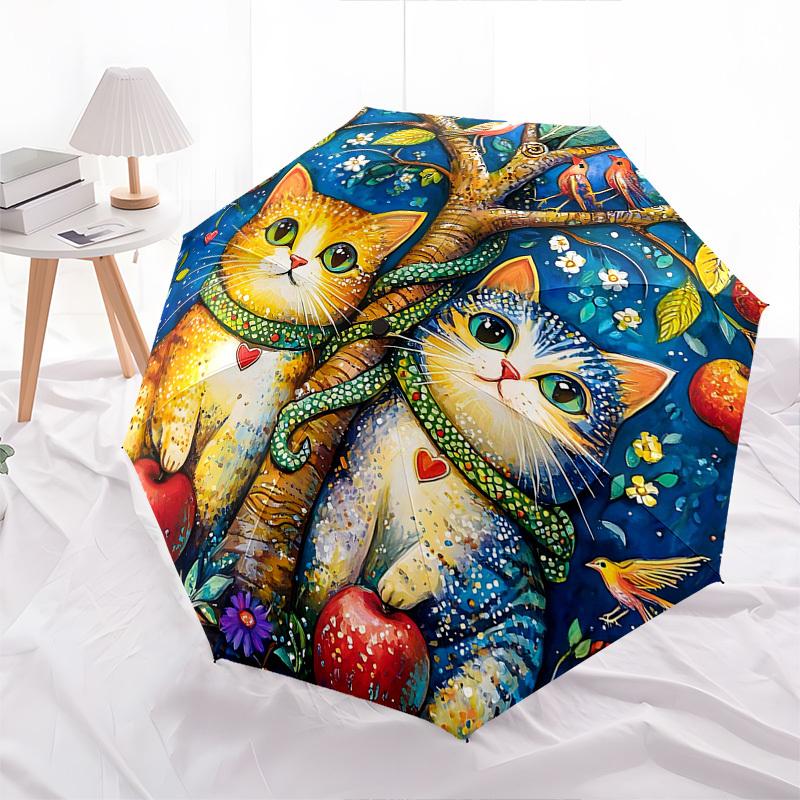 1pc Auto-Folding Umbrella with 3-Fold Design, 8-Bone Iron Frame, Perfect for Festivals, Travel, Daily Use, and Gifts!B052