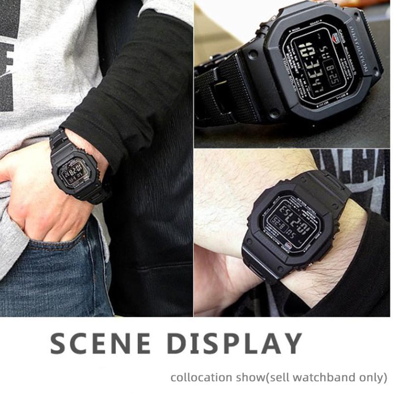 Pro Casio G-SHOCK DW-5600 DW6900 DW9600 GW-M5610 Černý Plastový Řemínek Hodinek Zakřivený konec 16mm Pánský Náramek Hodinkové Příslušenství