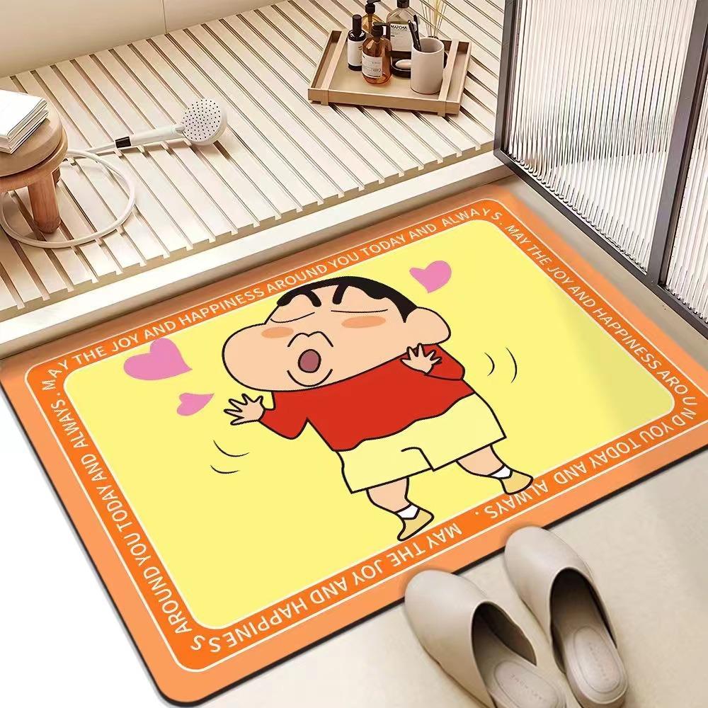 Crayon Small New Bathroom Floor Mat Bathroom Door Suction Quick Drying Mat Cartoon Diatom Mud Dirty and Non-slip Door Mat
