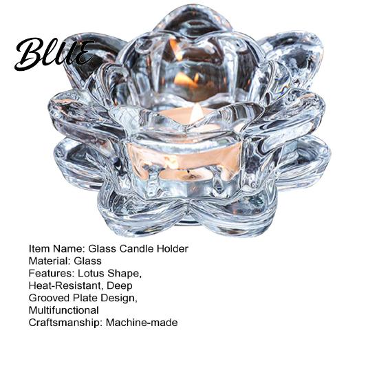 Multi-layered Lotus Candle Holder Crystal Flower Tealight Holders Glass Tea Light Candlestick Decor Durable with Deep Grooved Plate Multifunctional