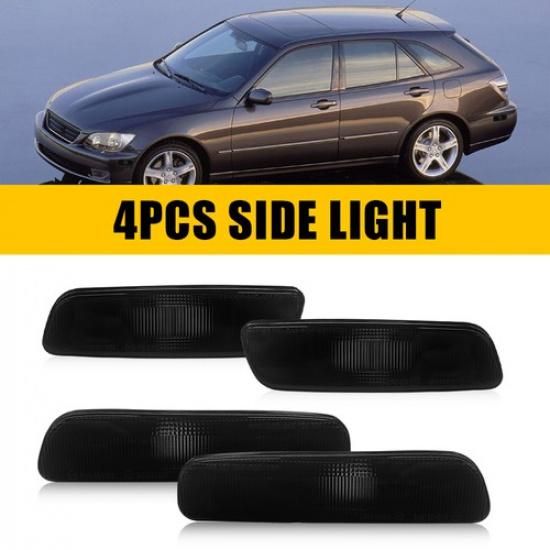 For 2000-2005 Lexus IS300 Front Rear Smoked Side Marker Lights Bumper Housings A