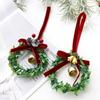 Christmas Bow With Bells Classic Red Green Velvet Bow Bell Pandent Wreaths Hanging Wreath Decoration Decorative Christmas Z4J9