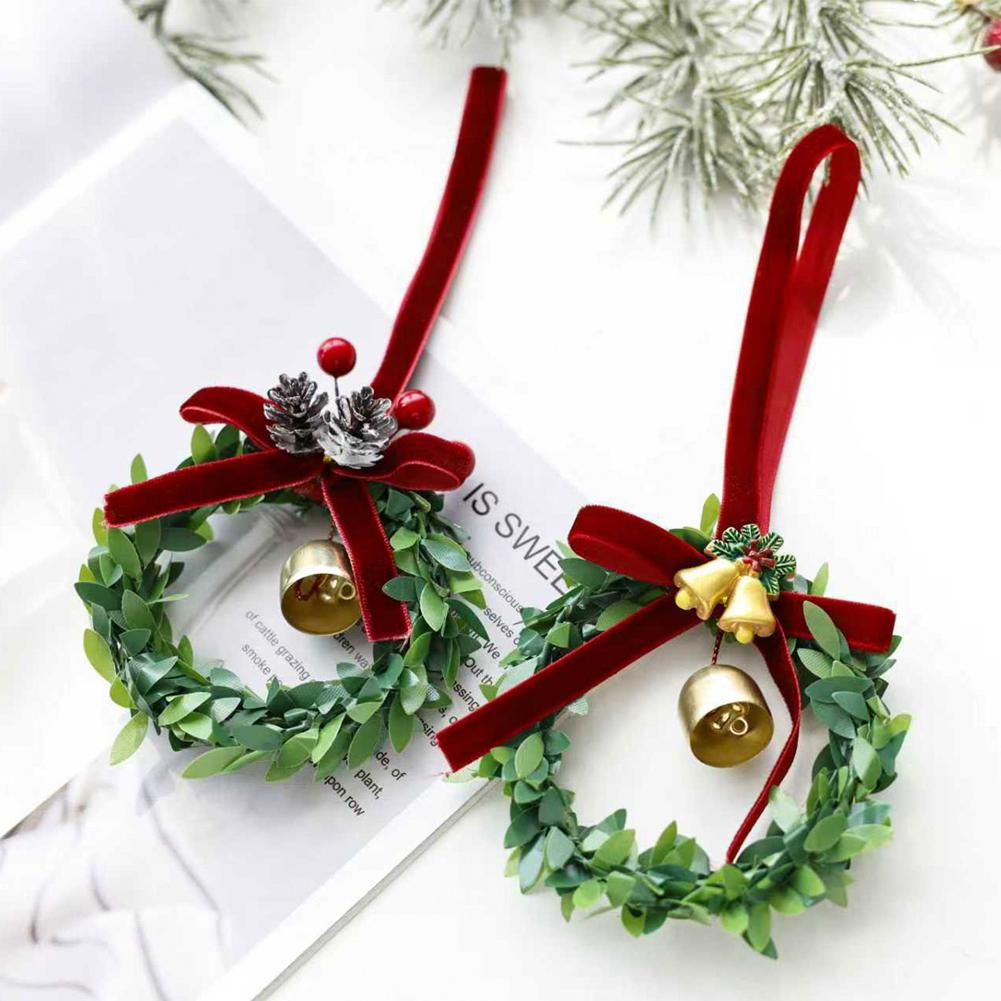 Christmas Bow With Bells Classic Red Green Velvet Bow Bell Pandent Wreaths Hanging Wreath Decoration Decorative Christmas Z4J9