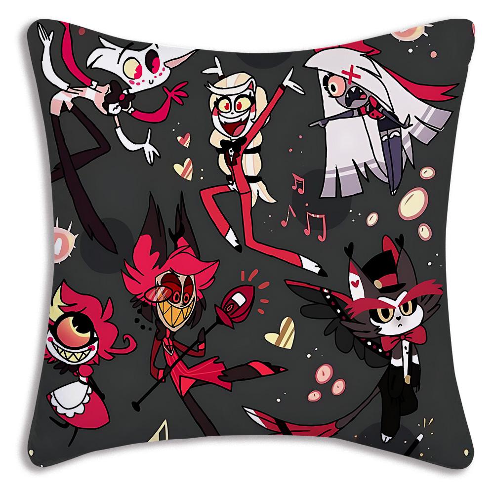 Anime H-Hazbins H-Hotel Pillow Covers Cartoon Sofa Decorative Home Double-sided Printing Short Plush Cute Cushion Cover