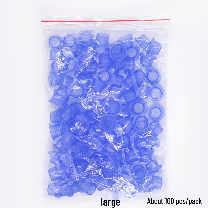 

100 Синих Силиконовых Чашек с Плоским Дном для Микроблейдинга – Инструменты-Кольца на Палец для Татуировки и Вышивки Бровей