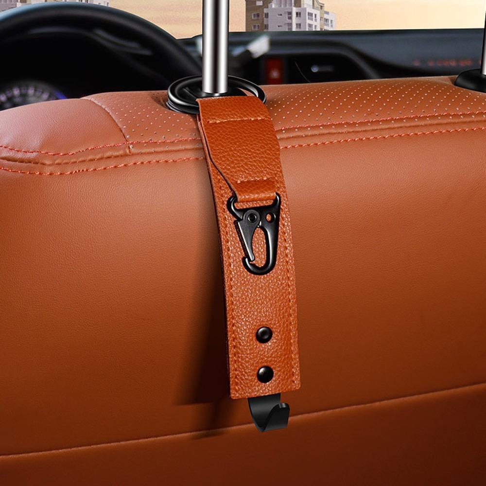 PU Leather Car Headrest Hook Adjustable Car Bag Hanger New Car Seat Hooks  Car Interior Organizer