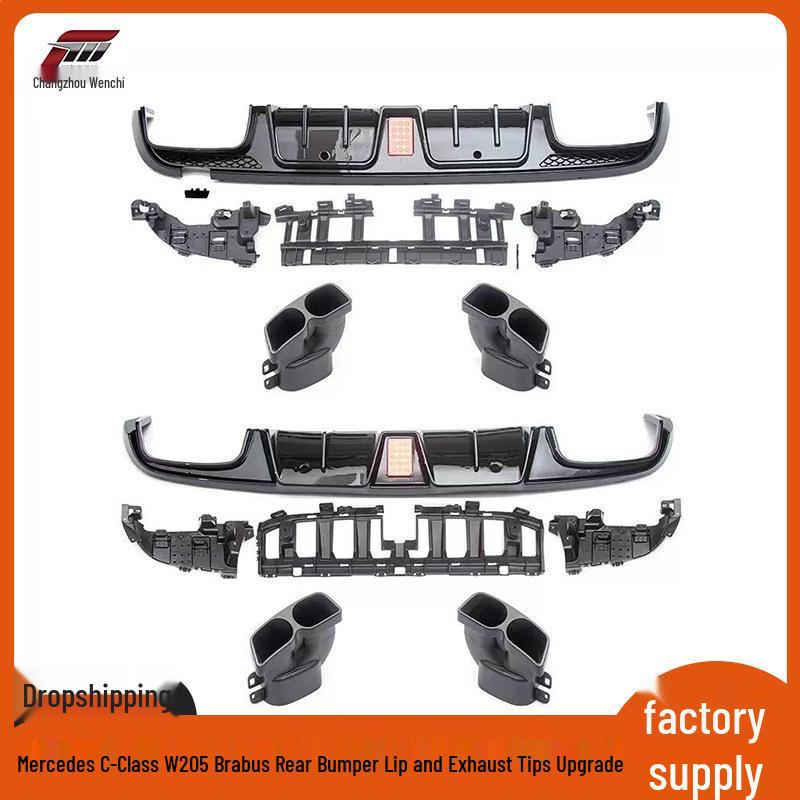 2015-2018 Mercedes-Benz C-Class W205 Brabus Rear Diffuser Kit with Exhaust Tips