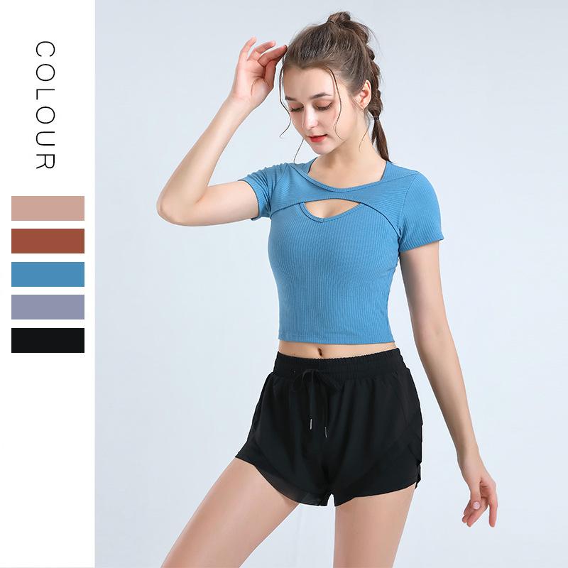 New Yoga Clothing Tops Short-sleeved T-shirt Women Summer Tight Sports Running Stretch Breathable Fitness Tops