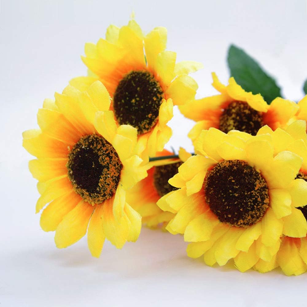 Mocoosy 100 Pcs Sunflowers Artificial Flower Heads, 2.8 Inch Fake Sunflowers Bulk, Yellow Silk Sun Flower Head Decorations DIY Floral Crafts Wedding