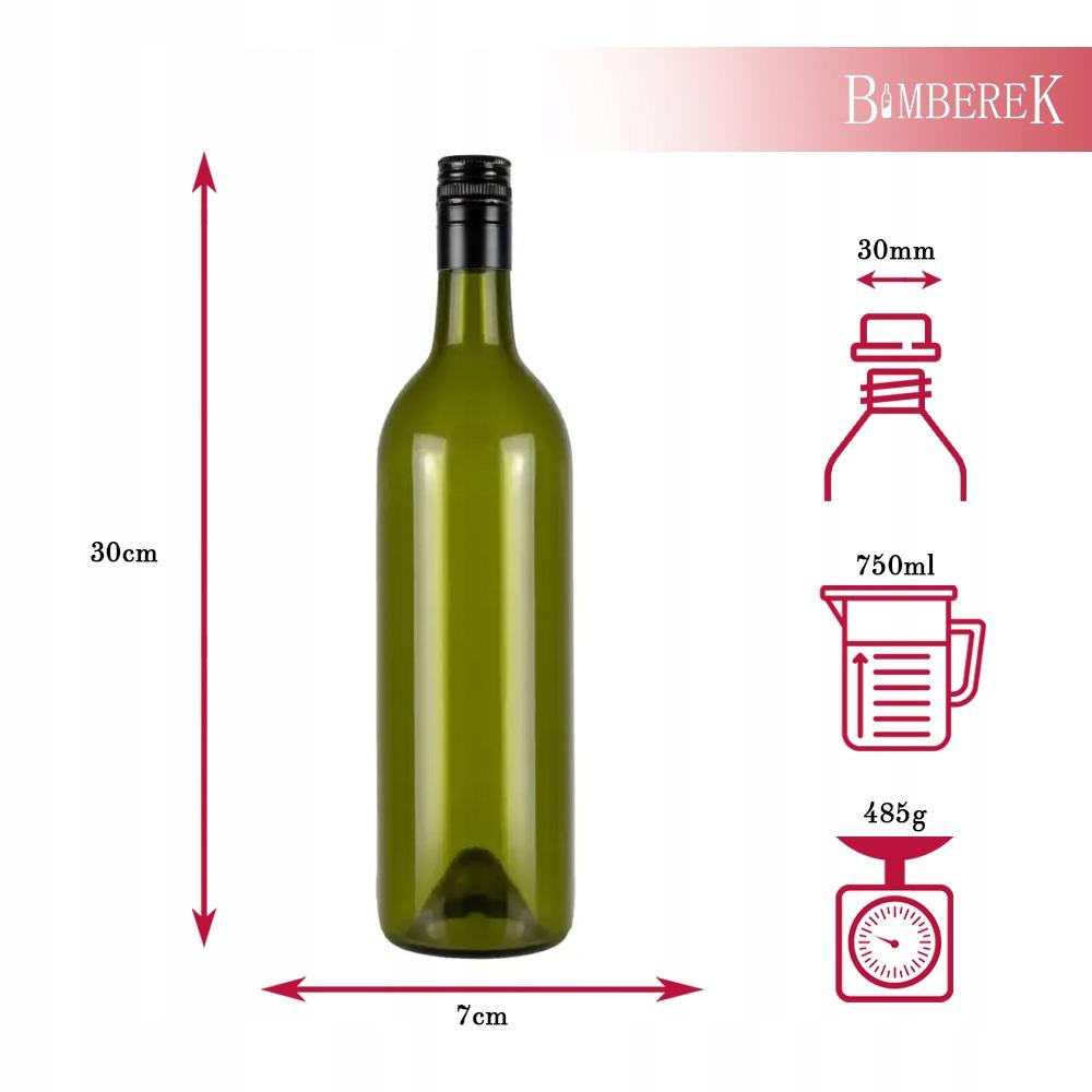 10x Bottiglia in vetro OLIVA PER VINO 750ml con tappo a vite per Liquori Vino Alcol