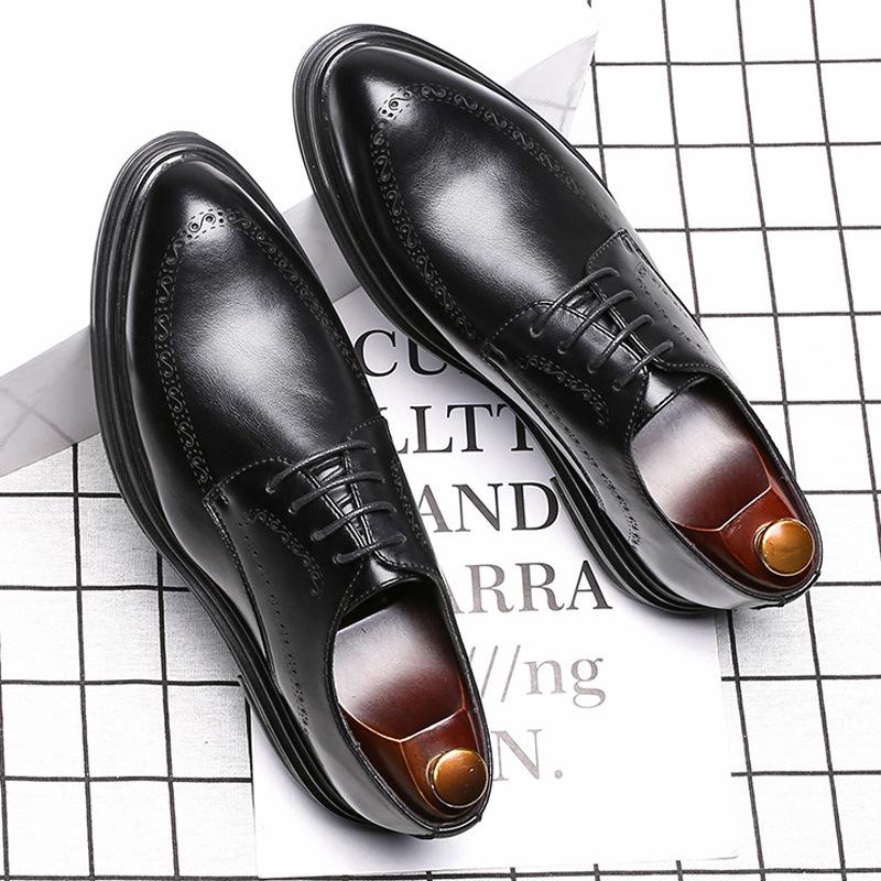 Cross-Border Large-Size Men'S Formal Leather Shoes Trend British Business Engraved Shoes Pointed Lace-Up Men'S Leather Shoes 3035-G