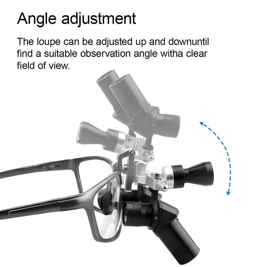 4X/5X6X Dental 48° Ergo Loupes Working Distance 350-450mm Surgical Head Mounted Loupes, 5W LED Headlamp Adjustable Optical Loupes