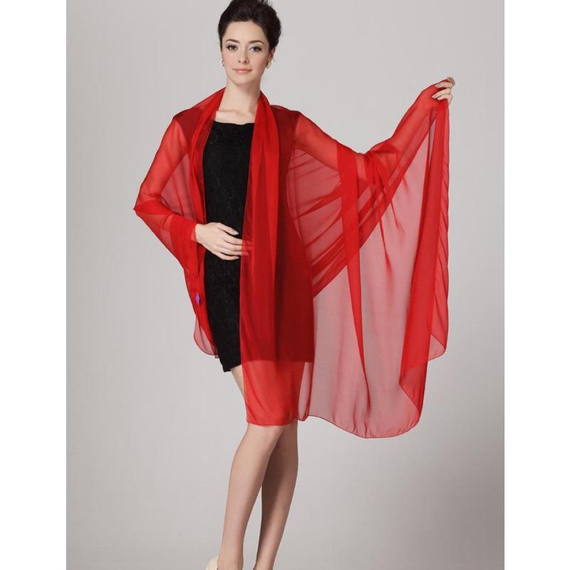 China Red Long Scarves Ladies Autumn Winter Long Design Cape New Arrival 100% Silk Shawl Scarf Thicken Chiffon Ultralong Scarves