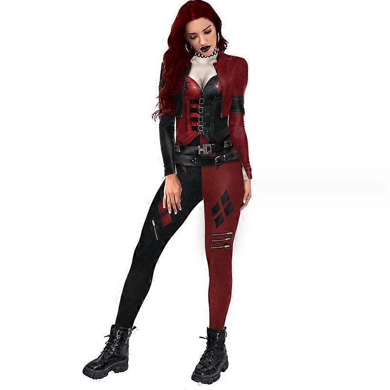 Women's 3D Mechanical Robot Skeleton Print Halloween Jumpsuit Romper Cosplay Costume