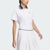 Adidas Short Sleeve Polo Shirt Color Block Collar Golf Women tops White IK9801