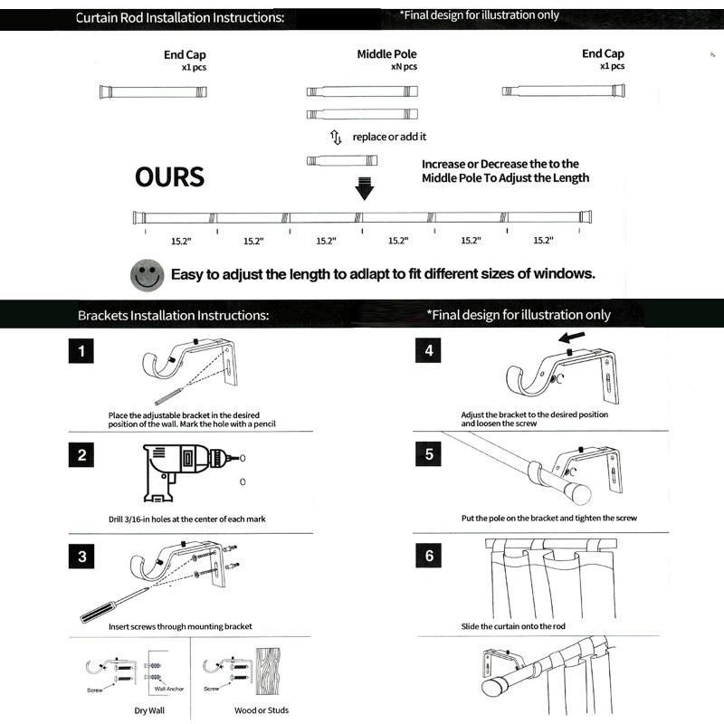 Roman Rod Metal Wrought Iron Rods Thickened Aluminum Alloy Spliced Curtain Rod for Windows Curtain Track Curtain Frame