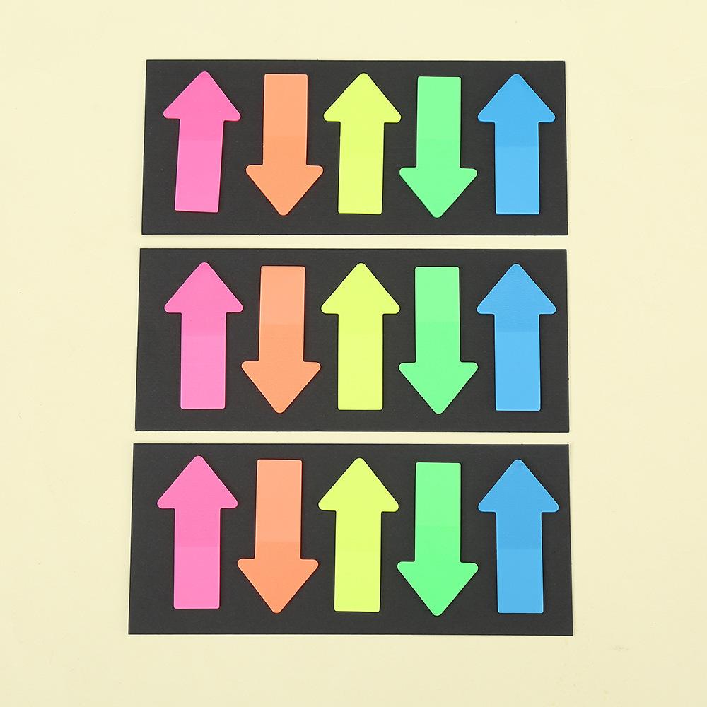 3PCS Arrow Index Tabs PET Sticky Notes Page Markers Fluorescent Label Stickers School Office Sticky Note Labels 3pcs