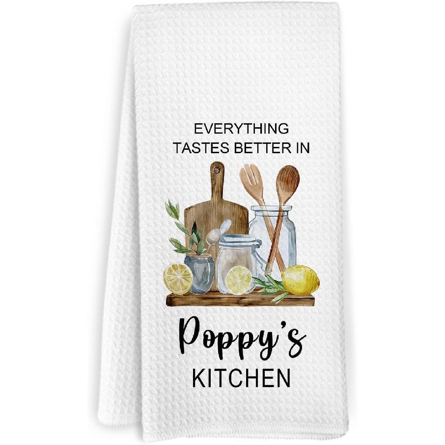 Nonna Gifts Kitchen Towels, Gifts for Nonni Grandma from Grandkids, Everything Tastes Better in Nonna's Kitchen Decorative Hand Tea Towels for