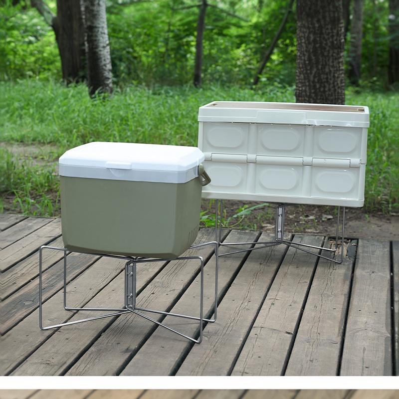 Folding Plastic Cooler Box Stand Portable Ice Box Holder Storage Support Shelf For Outdoor Camping Picnic