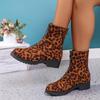 Leopard Print Women Ankle Boots Platform Suede Shoes  Trend Winter Snow Boots Chunky Heels Fur Warm Sneaker Zip Botas Mujer