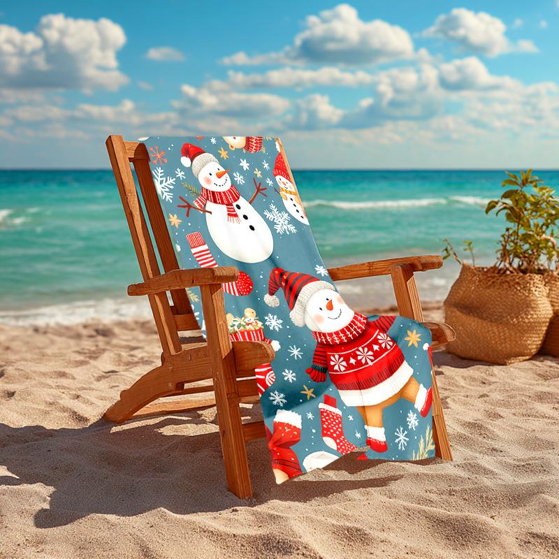 Ultra-Soft Beach Towel with Christmas Snowman Theme,Ideal for Pool - Camping, Diving - Perfect Travel Essential, Vibrant Beach Towel.