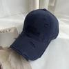 Korean Ripped Baseball Cap Alphabet Embroidery Holes Peaked Cap Solid Color Snapback Cap  Men Women