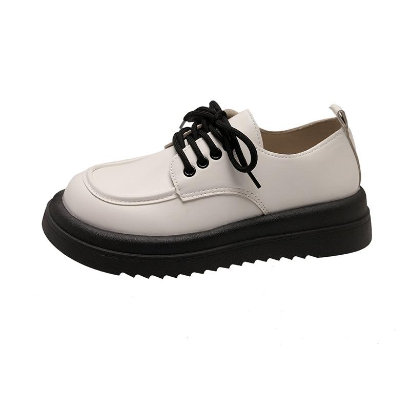 British style small leather shoes for women's new spring flat-bottomed Japanese female students lace-up small single shoes for women