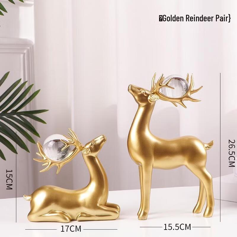 JINGRUIXIANG Crystal Ball Couple Deer Ornament