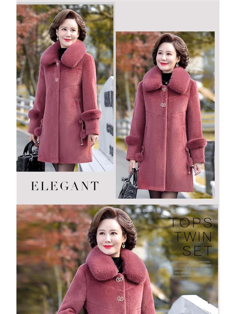 Mom's Mink Fleece Woolen Coat for Middle-Aged & Elderly Women - Autumn/Winter