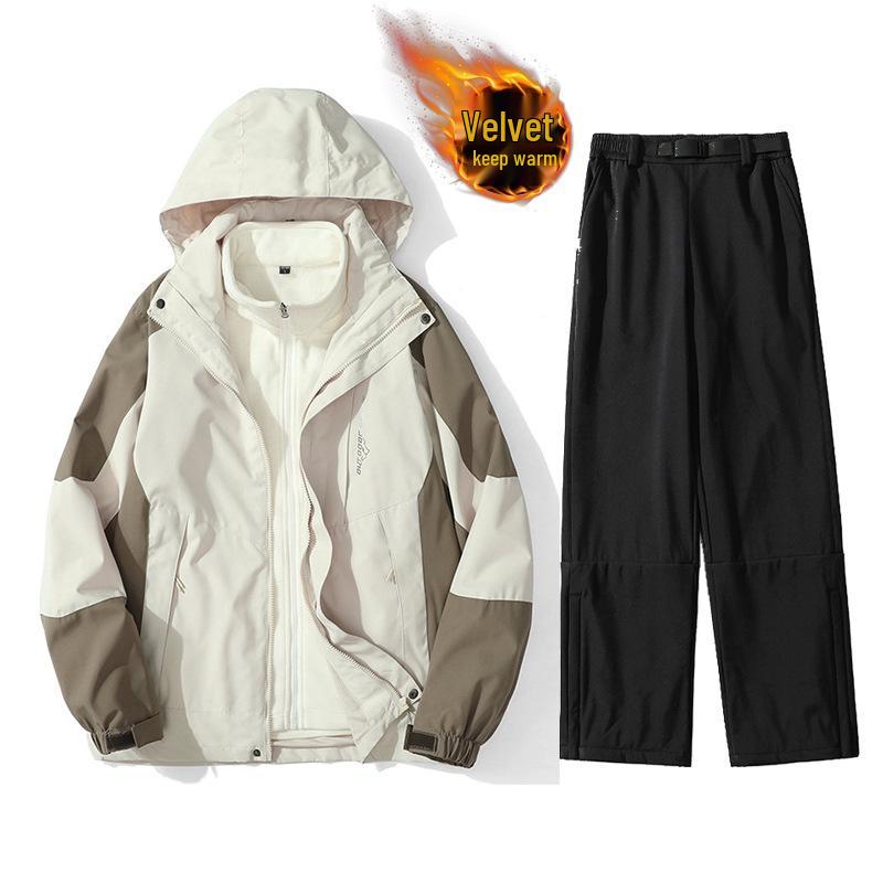 Junior Ski Suit: 3-in-1 Detachable Fleece-Lined Windbreaker and Snow Set for Beginner Big Kids