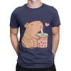 Cute Capybara Loves Bubble Tea Funny 100 Cotton TShirt capybara Tees Tops For Unisex