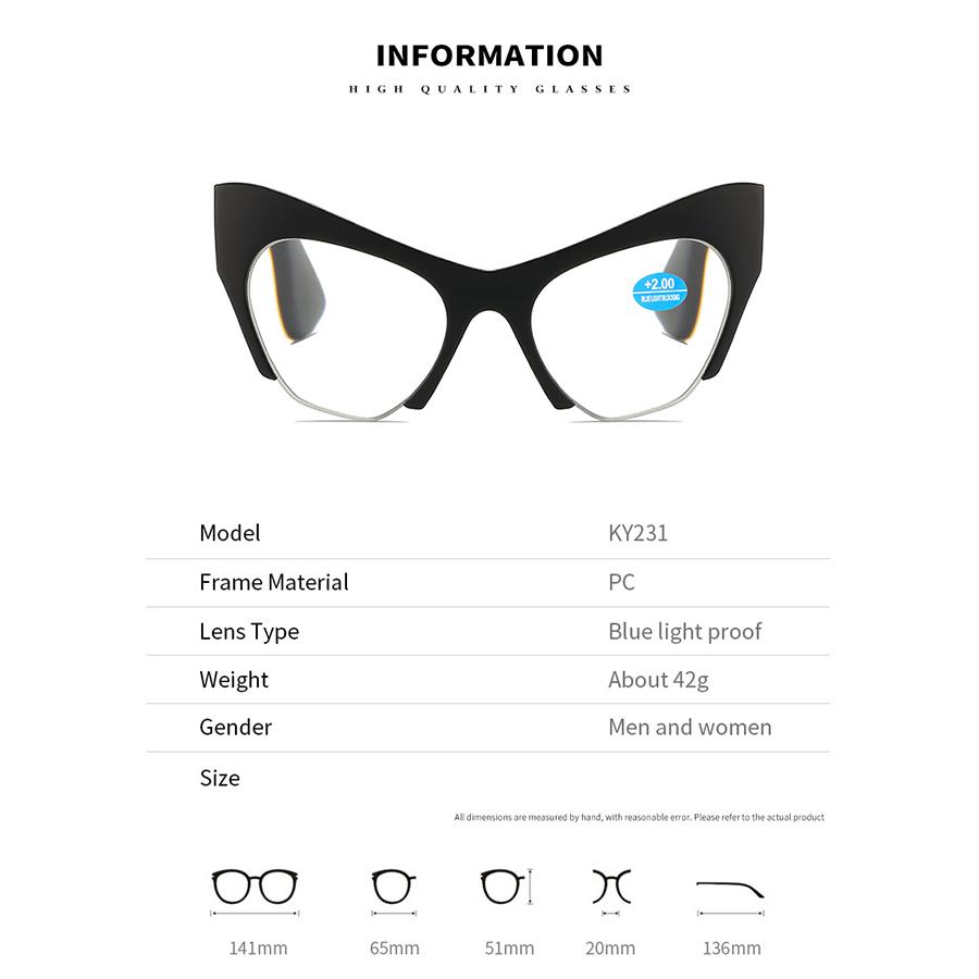 Fashion Women Cat Eye Anti Blue Light Reading Glasses+1.0+1.5+2.0+2.5+3.0+3.5+4.0