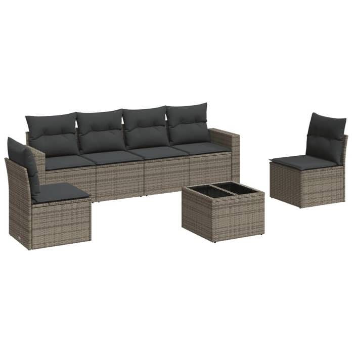 VidaXL Garden Lounge Set with Cushions 7 Pcs, Sofas with Adjustable Feet, Outdoor Furniture Set Patio Terrace, 3251157