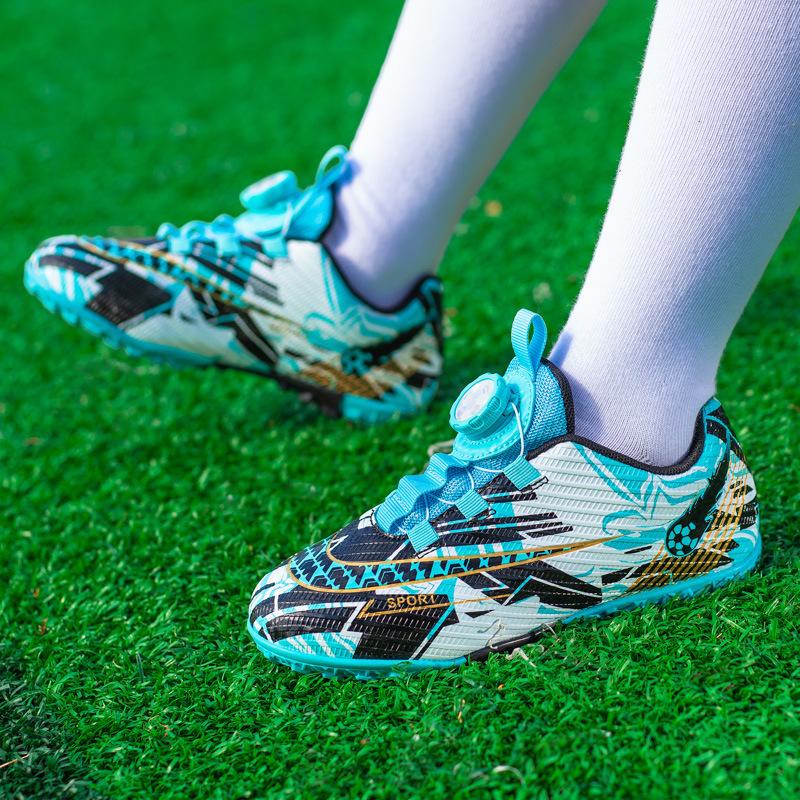 2025 New Rotating Button Children's School Football Shoes Boys Broken Nails Game Training Shoes
